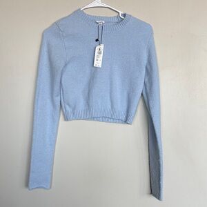 Garage Kentucky Blue Cropped Fuzzy Knit Sweater Size S NWT